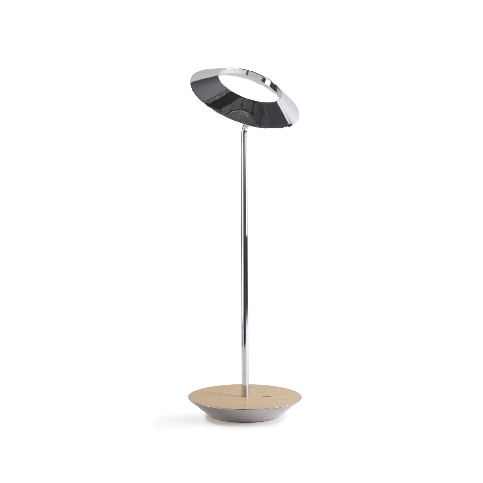 Royyo Chrome With White Oak Modern LED Desk Lamp with USB Port - Bees Lighting