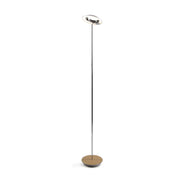 Royyo Chrome with White Oak Contemporary LED Floor Lamp with USB Port - Bees Lighting