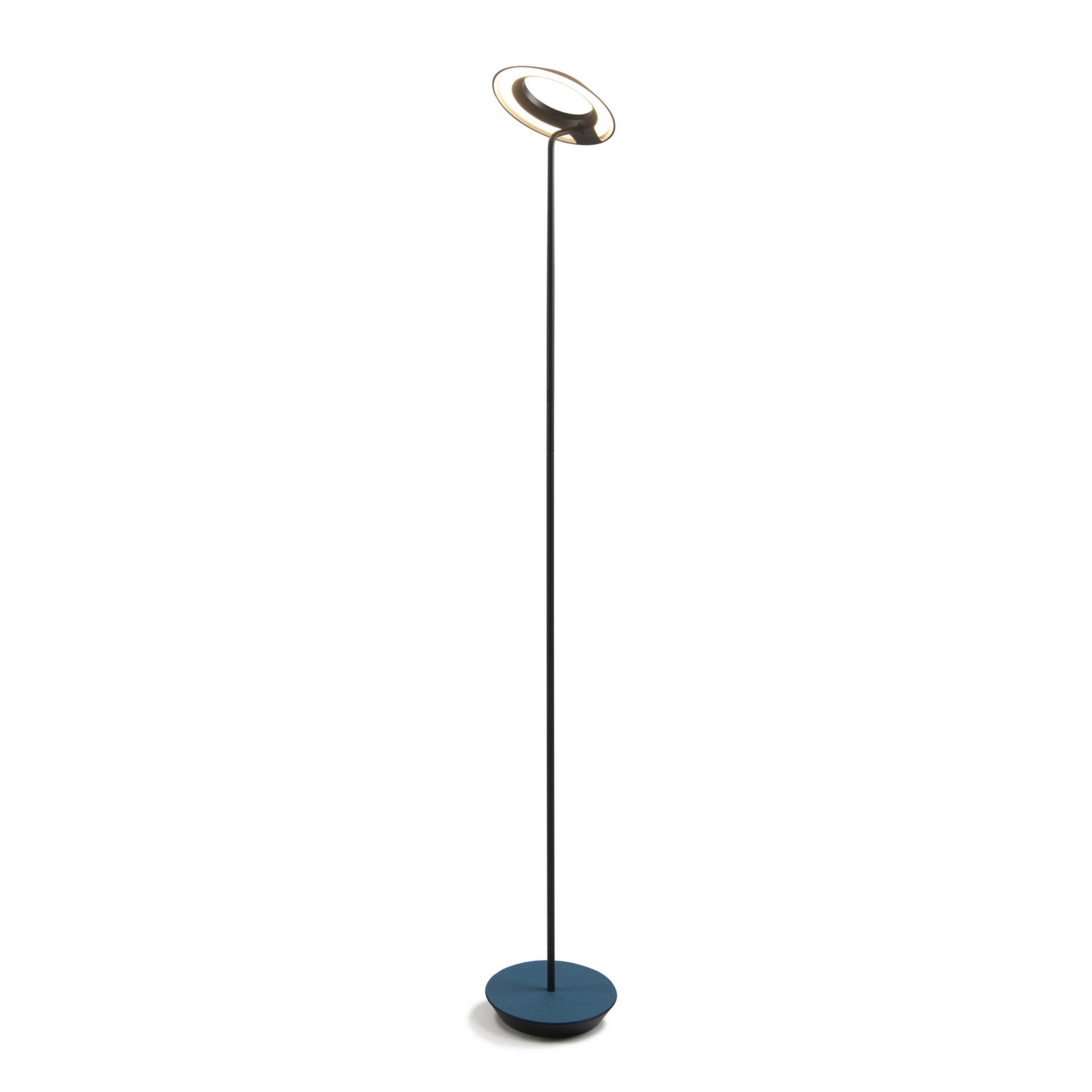 Royyo Matte Black with Azure Felt Contemporary LED Floor Lamp with USB Port - Bees Lighting