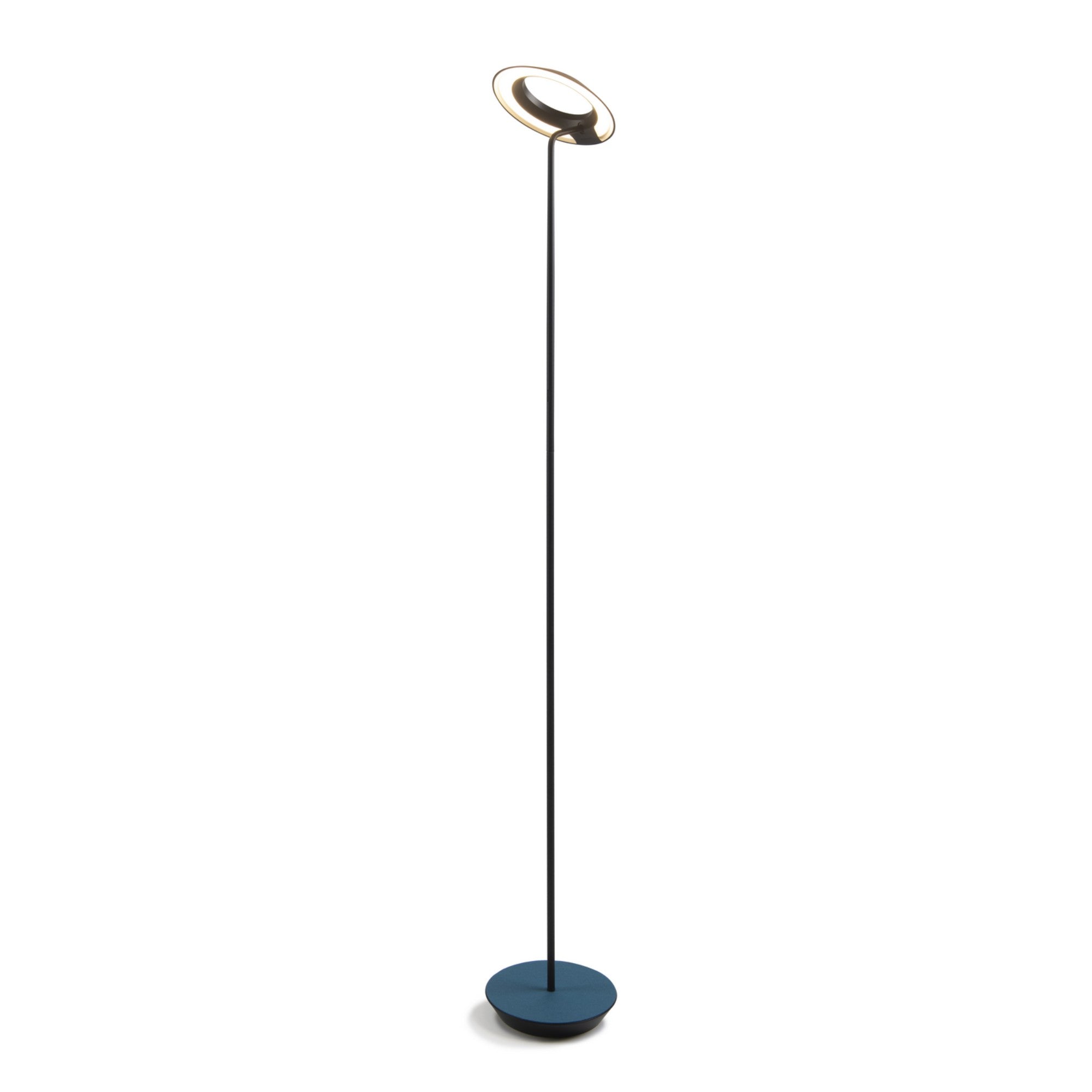 Royyo Matte Black with Azure Felt Contemporary LED Floor Lamp with USB Port - Bees Lighting