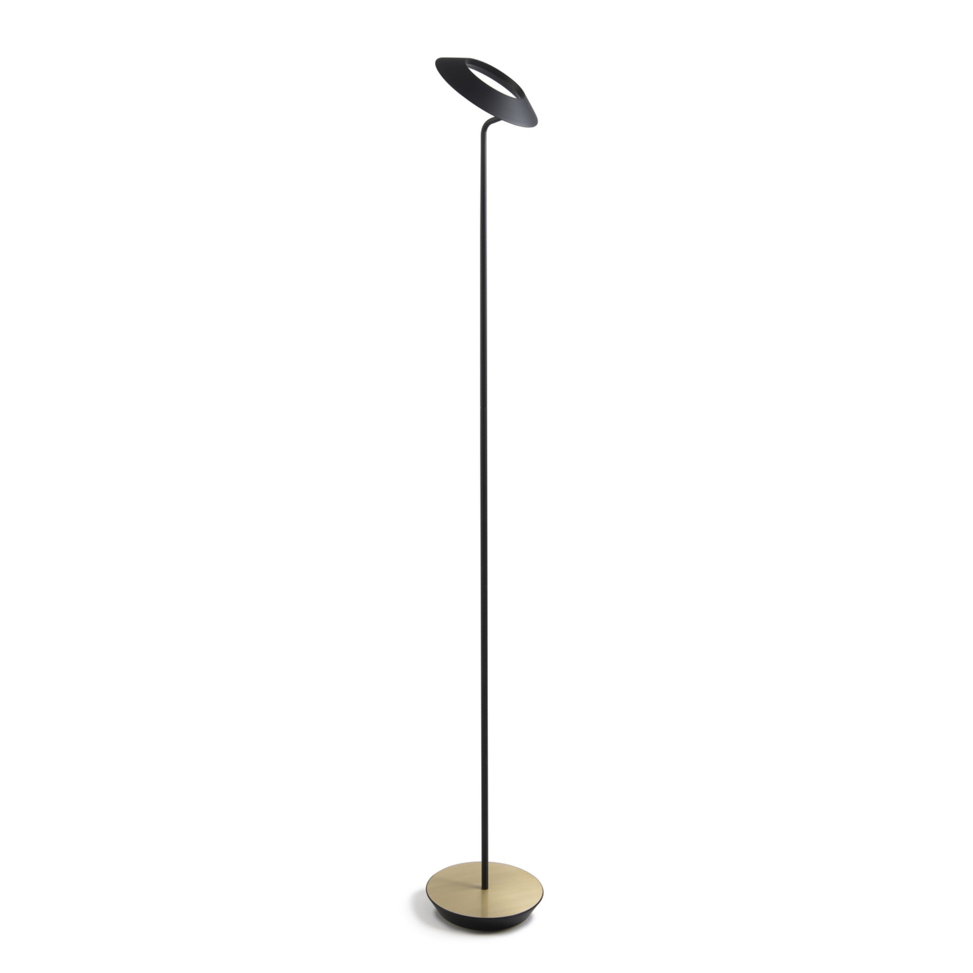 Royyo Matte Black with Brass Contemporary LED Floor Lamp with USB Port - Bees Lighting