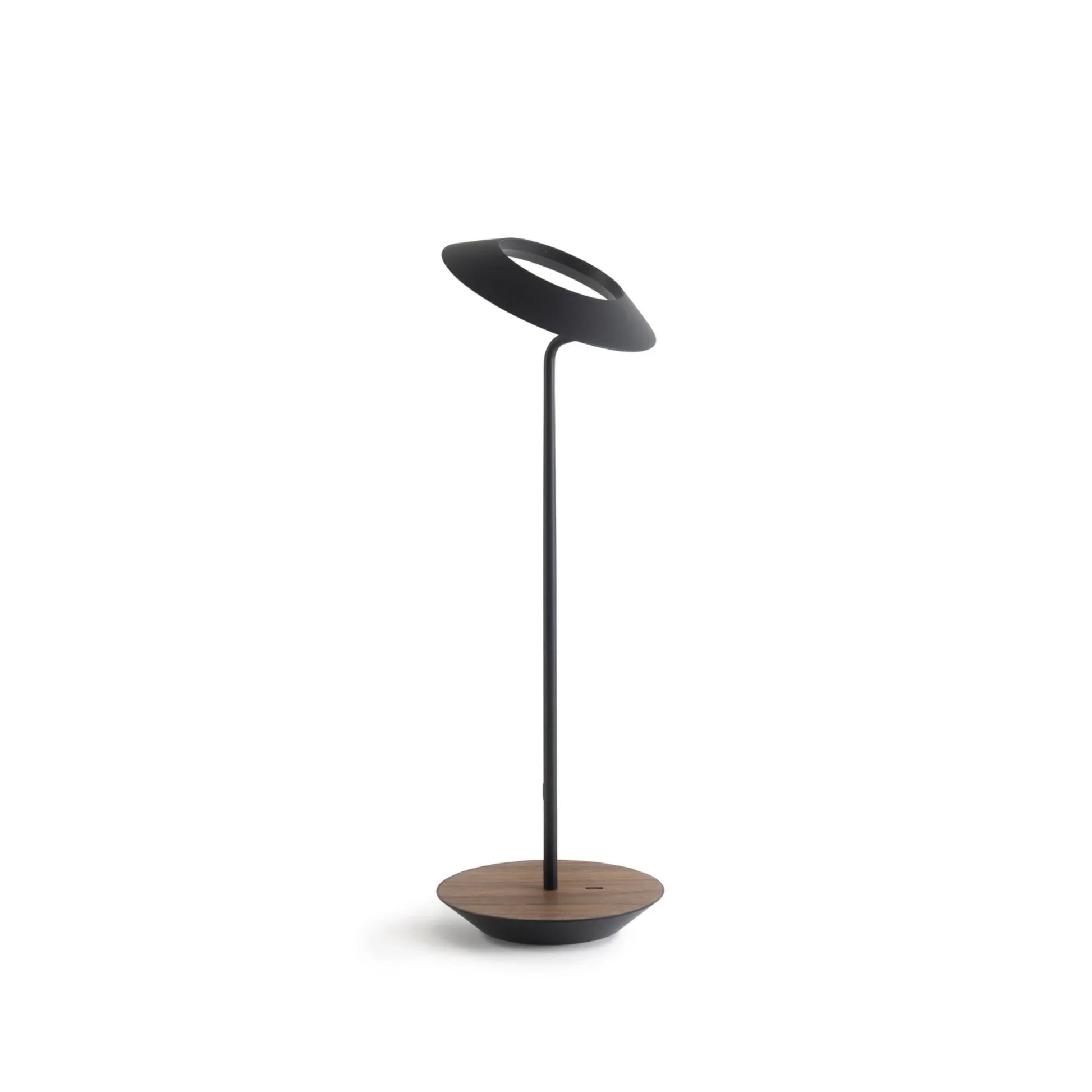 Royyo Matte Black With Oiled Walnut Modern LED Desk Lamp with USB Port - Bees Lighting