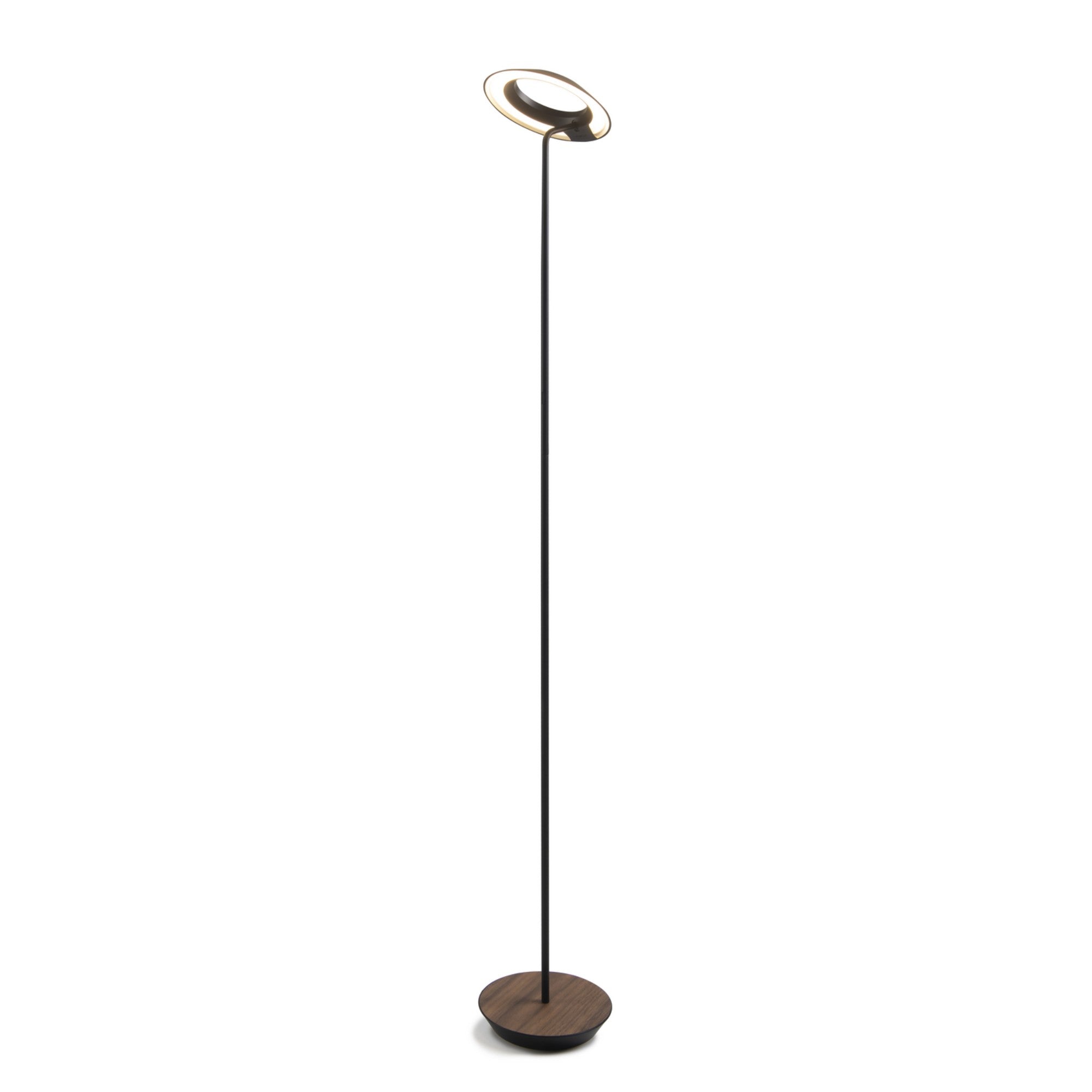 Royyo Matte Black with Oiled Walnut Contemporary LED Floor Lamp with USB Port - Bees Lighting