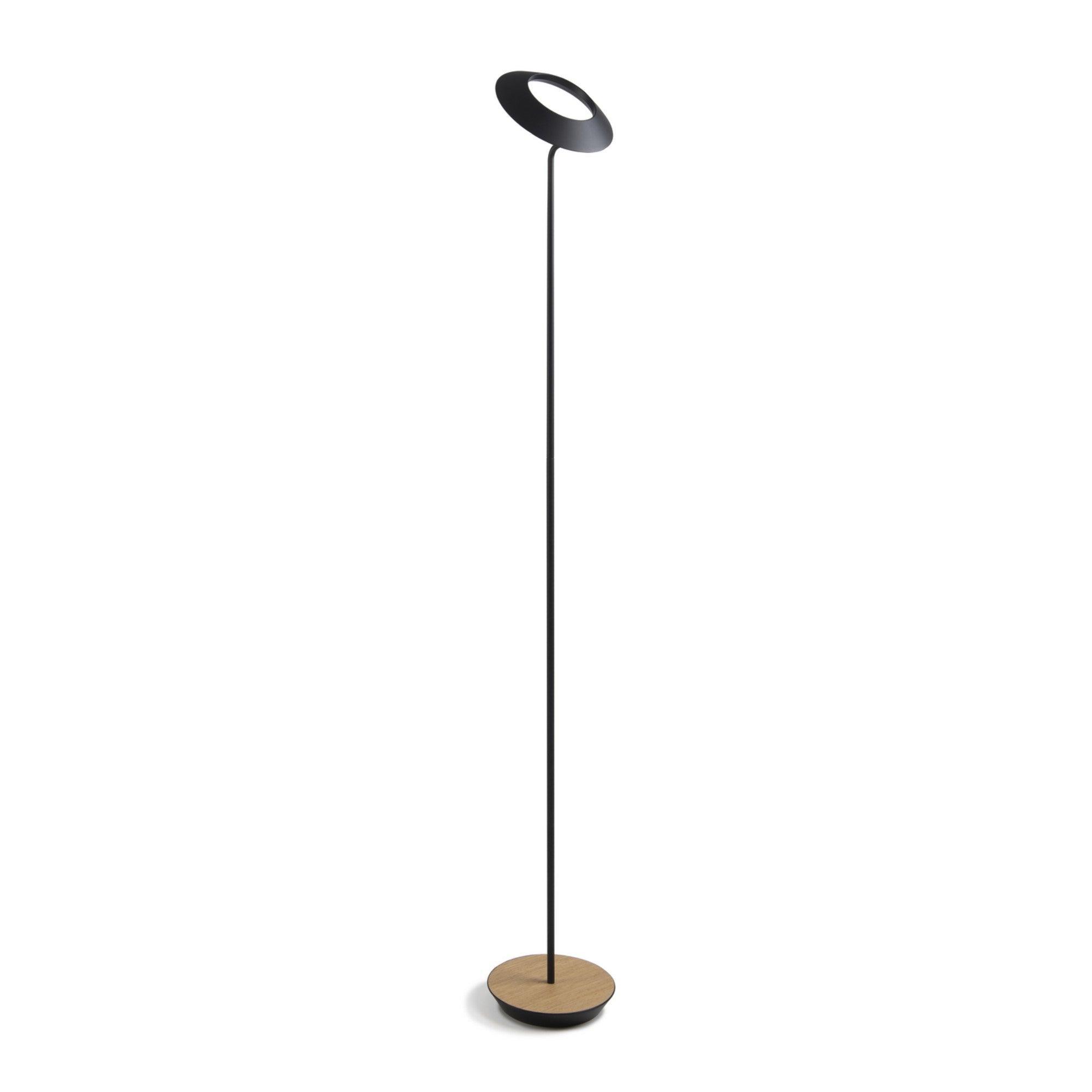 Royyo Matte Black with White Oak Contemporary LED Floor Lamp with USB Port - Bees Lighting