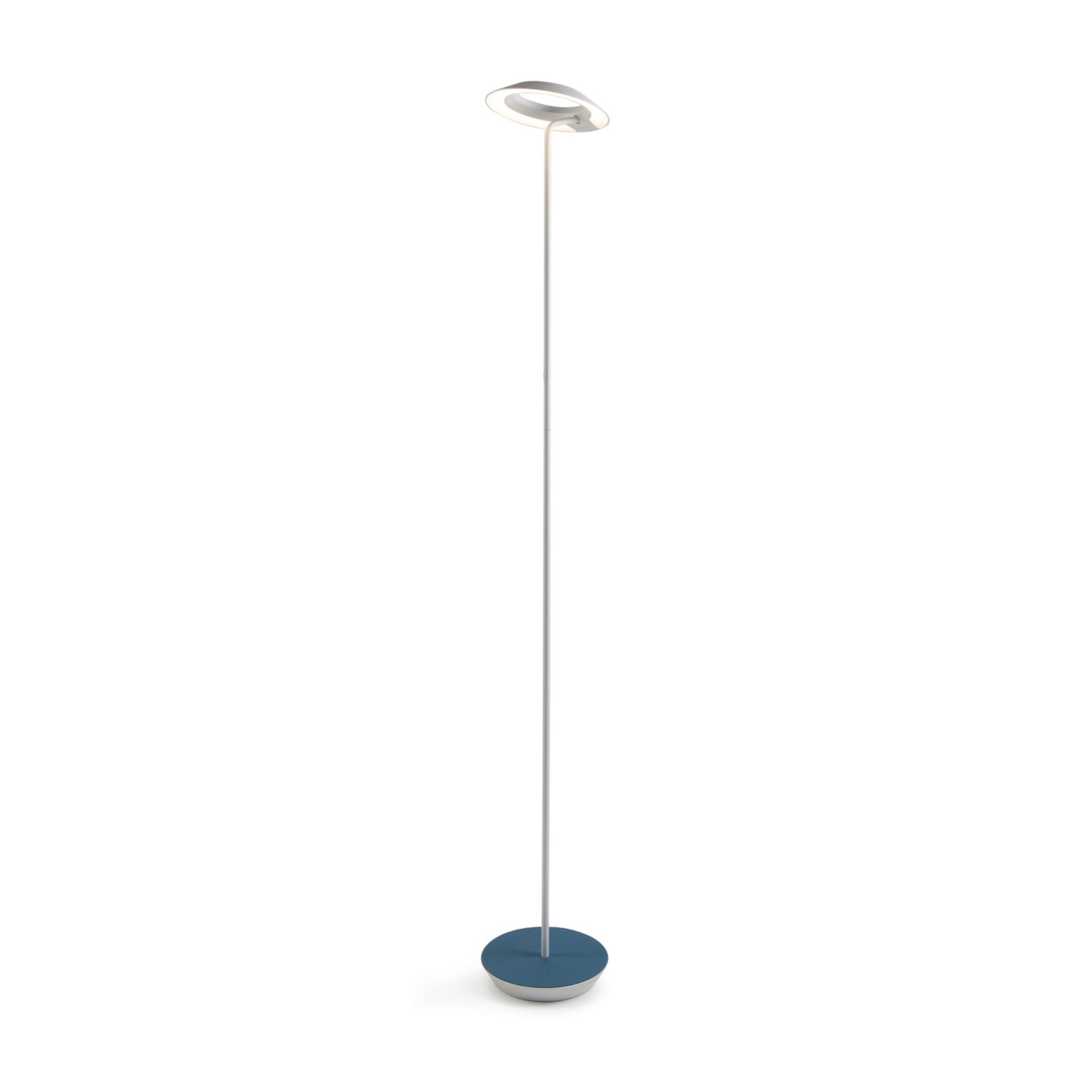 Royyo Matte White with Azure Felt Contemporary LED Floor Lamp with USB Port - Bees Lighting