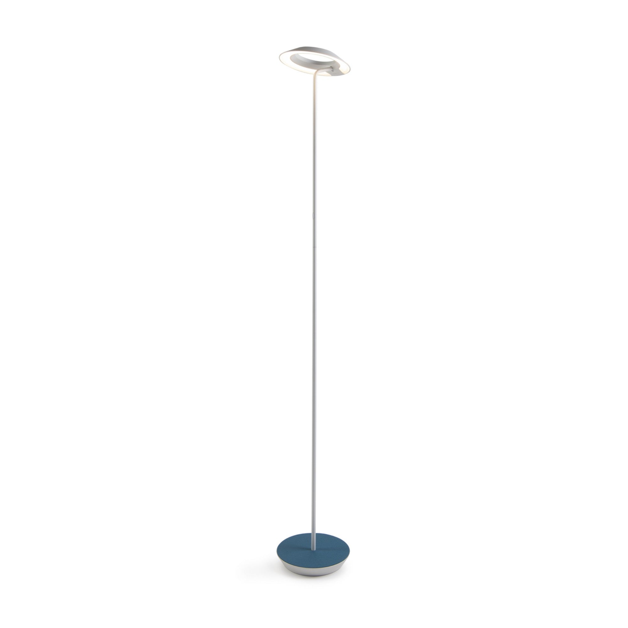 Royyo Matte White with Azure Felt Contemporary LED Floor Lamp with USB Port - Bees Lighting