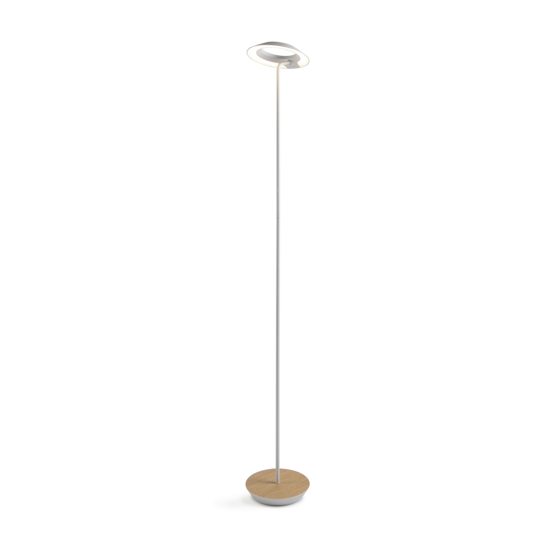 Royyo Matte White with White Oak Contemporary LED Floor Lamp with USB Port - Bees Lighting