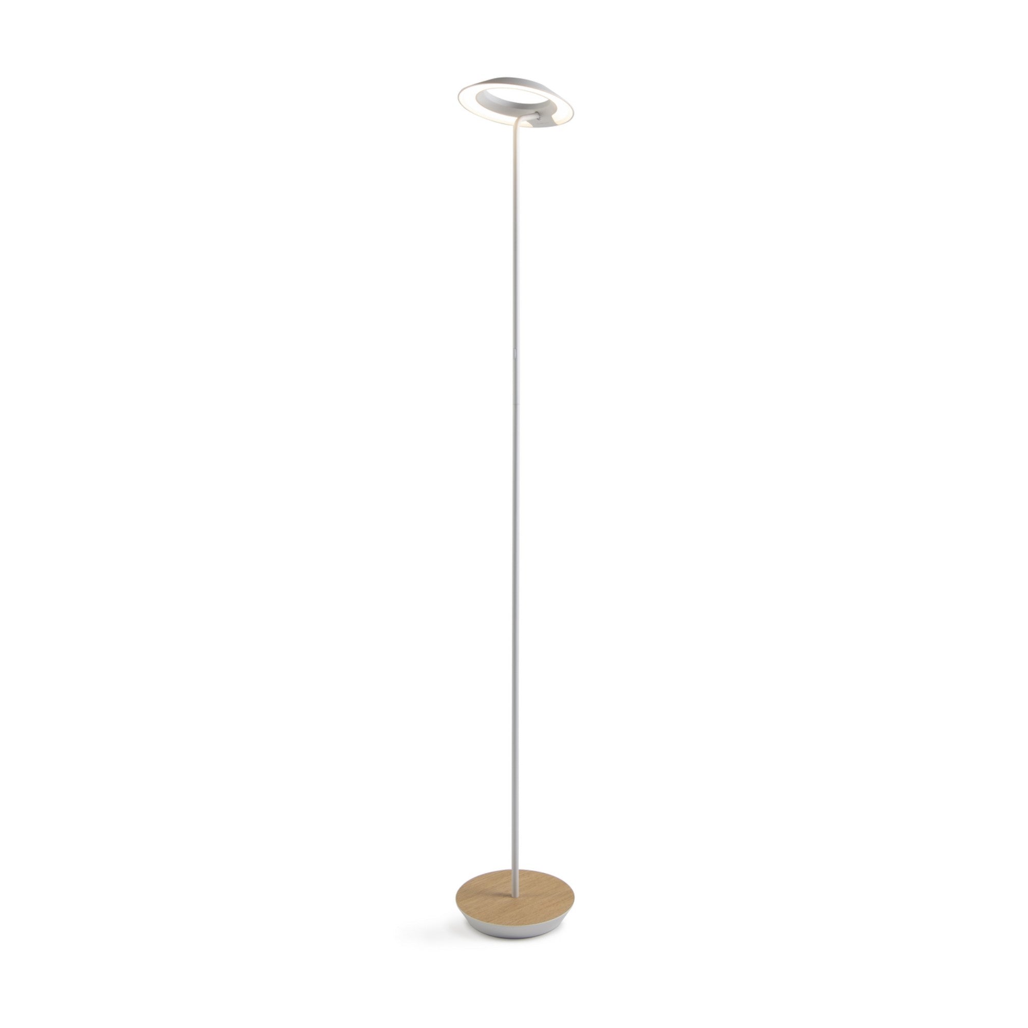 Royyo Matte White with White Oak Contemporary LED Floor Lamp with USB Port - Bees Lighting