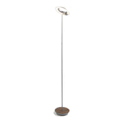 Royyo Silver with Oiled Walnut Contemporary LED Floor Lamp with USB Port - Bees Lighting
