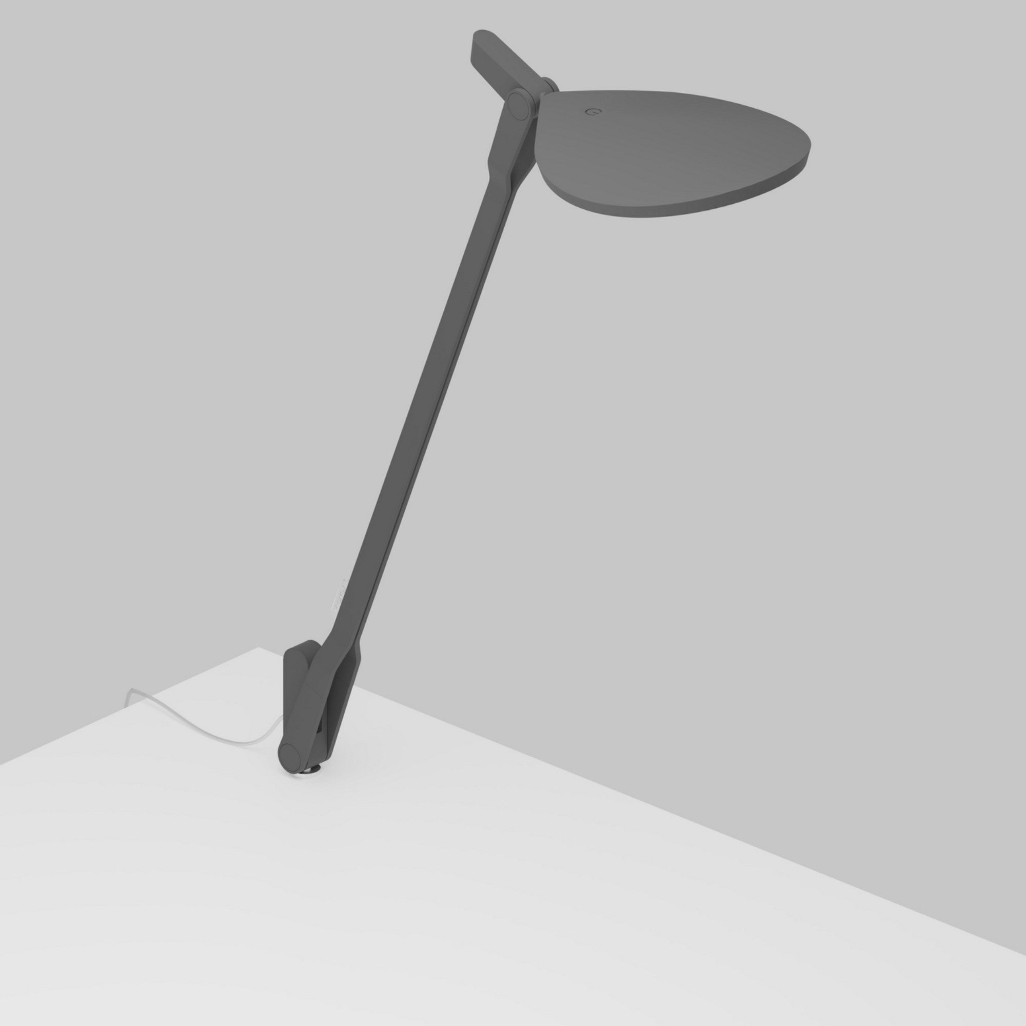Splitty Matte Gray Contemporary LED Desk Lamp with Through-Table Mount and USB Port - Bees Lighting