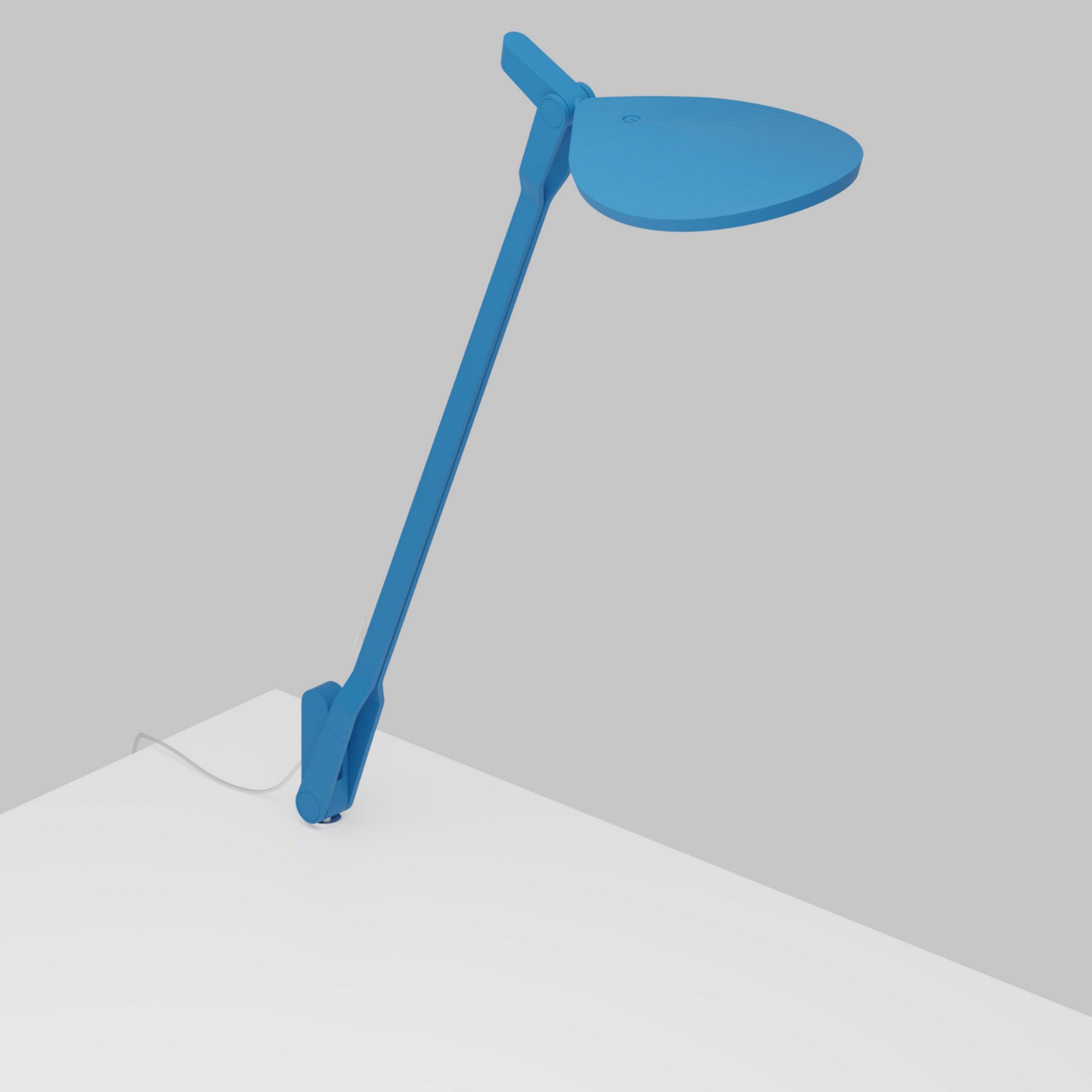 Splitty Matte Pacific Blue Contemporary LED Desk Lamp with Through-Table Mount and USB Port - Bees Lighting