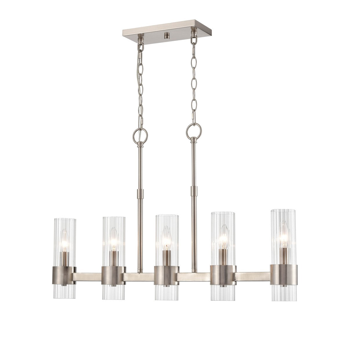 Caberton 32 in. 5 Lights Linear Chandelier Brushed Nickel Finish