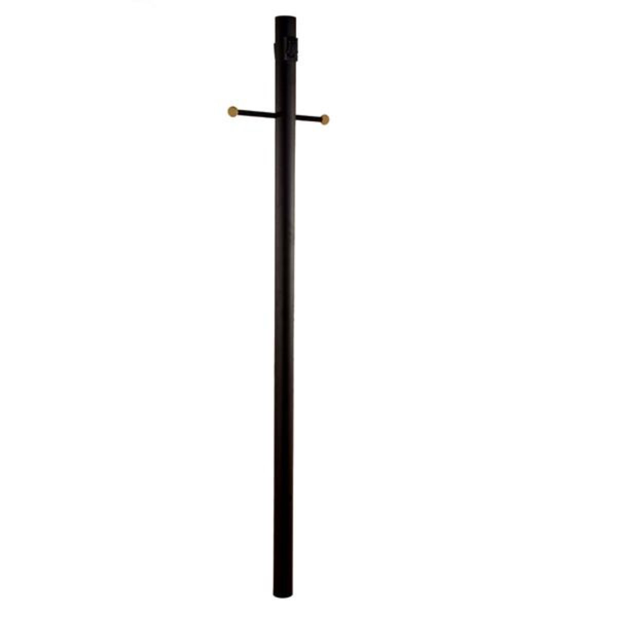 7 Ft Round Aluminum Direct Burial Pole with Phtocell, Outlet and Ladder Rest 3 In. Shaft Matte Black Finish