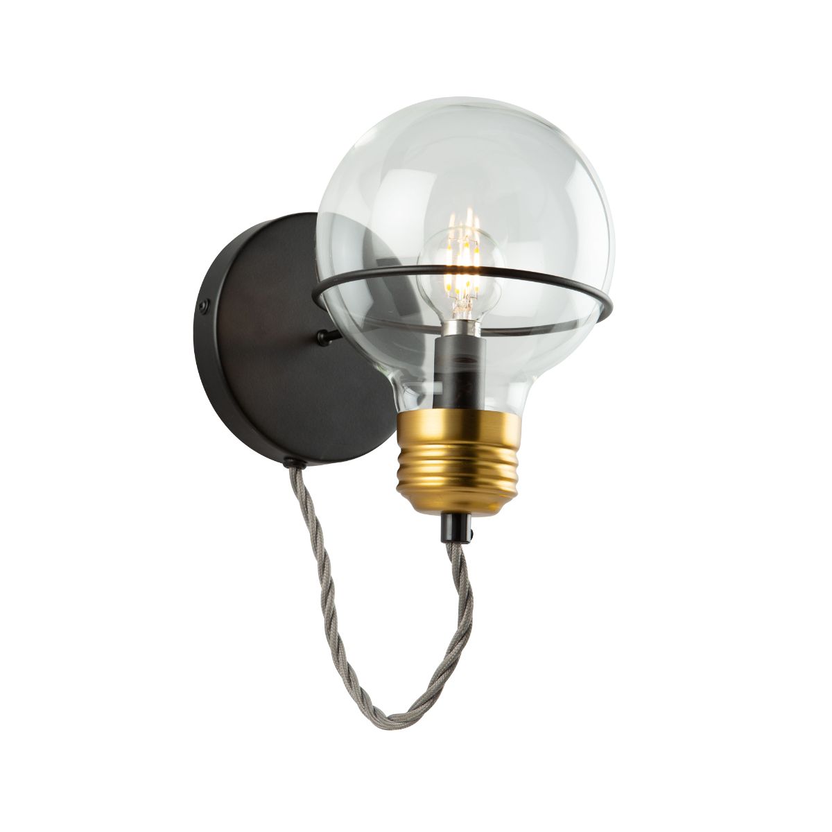 Martina 11 in. Armed Sconce Black & Brass Finish