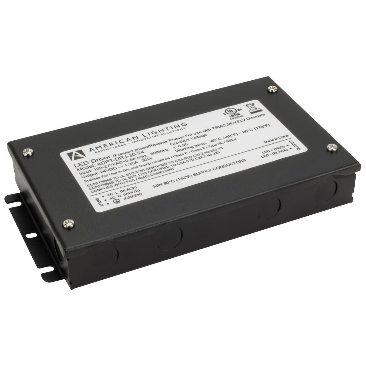 Adaptive 30 Watts, 24VDC LED Driver, ELV, MLV and Triac Dimming, 120-277V Input - Bees Lighting