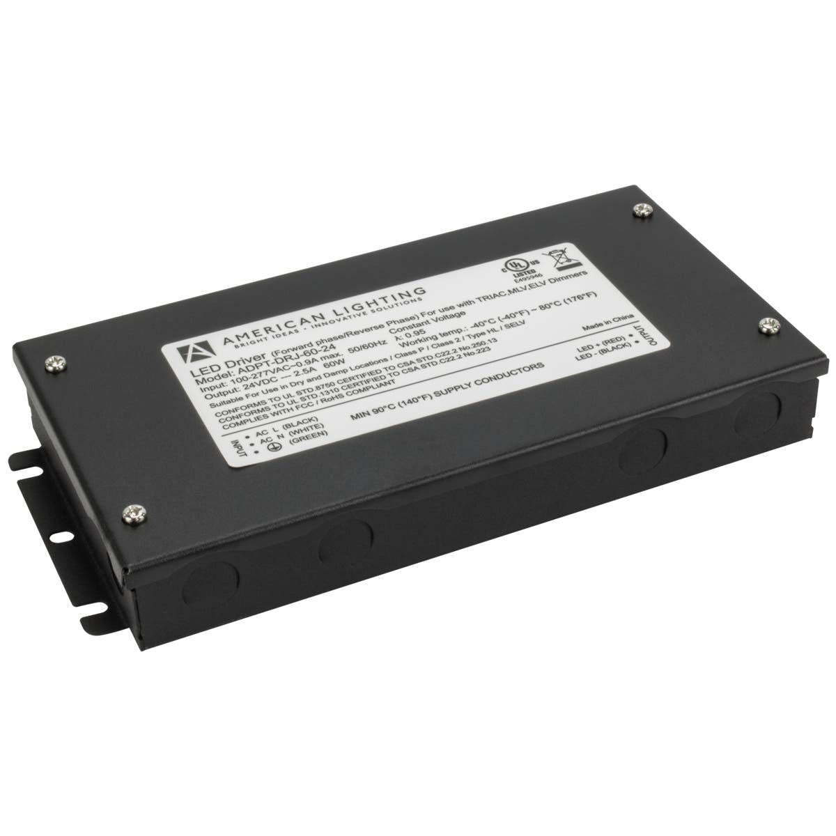 Adaptive 60 Watts, 24VDC LED Driver, ELV, MLV and Triac Dimming, 120-277V Input - Bees Lighting