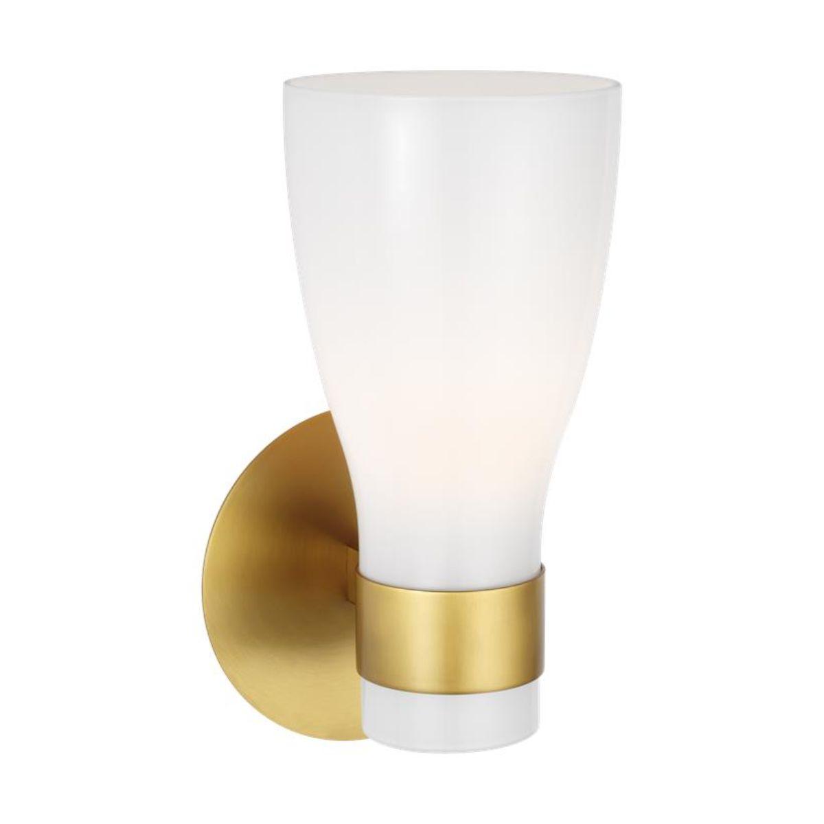 Moritz 11 in. Armed Sconce Burnished Brass with Milk White Glass finish - Bees Lighting
