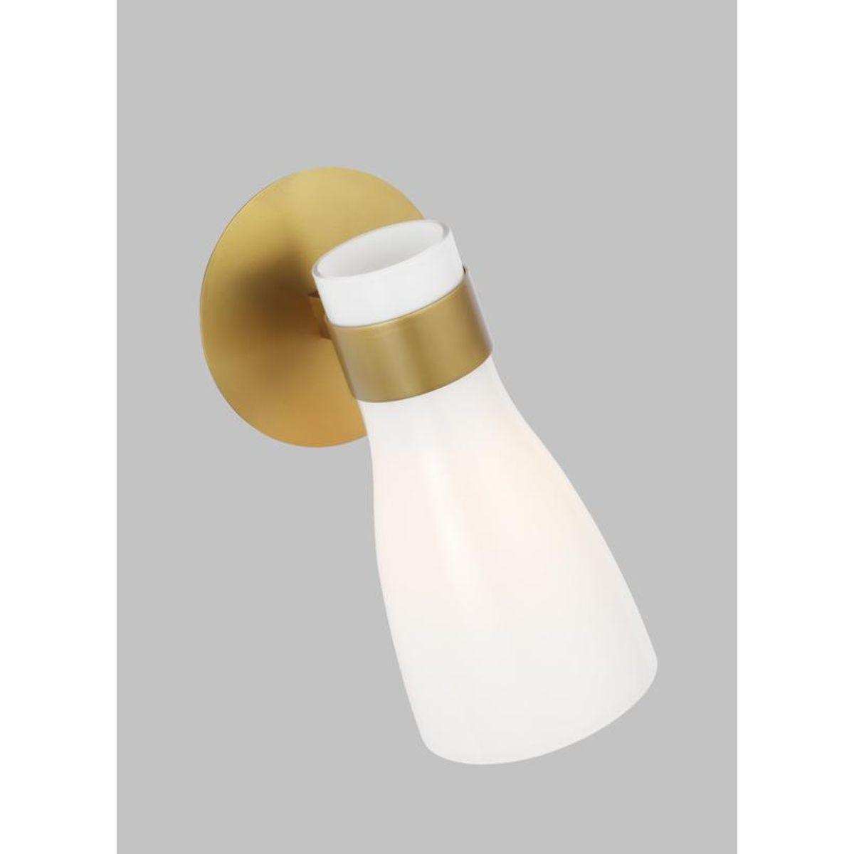 Moritz 11 in. Armed Sconce Burnished Brass with Milk White Glass finish - Bees Lighting