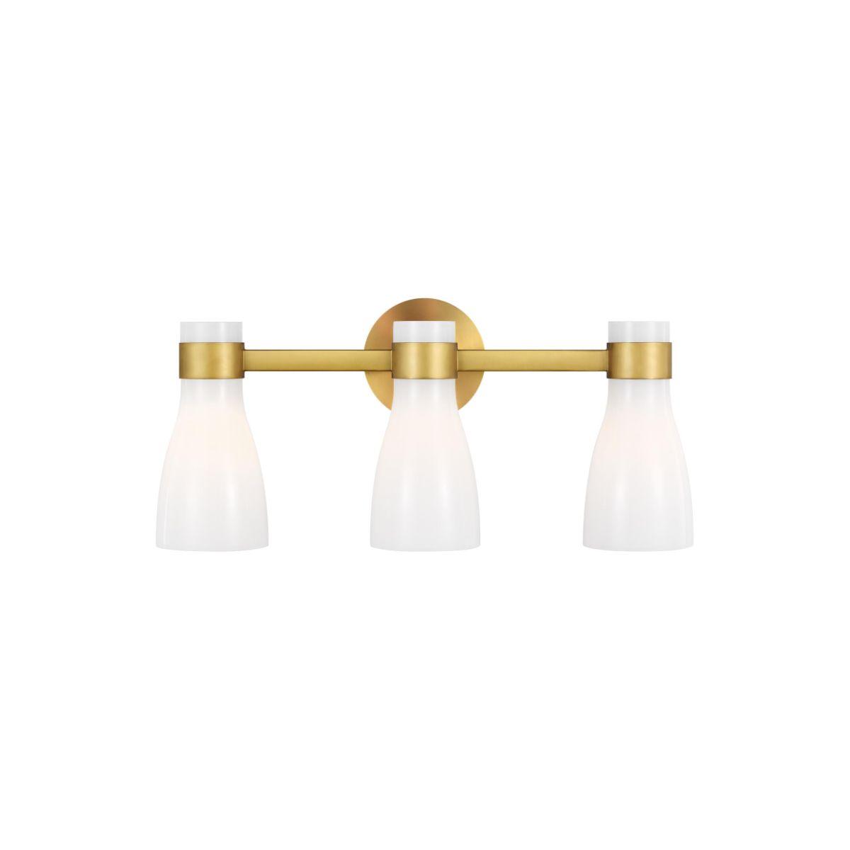 Moritz 24 in. 3 Lights Vanity Light Burnished Brass with Milk White Glass finish