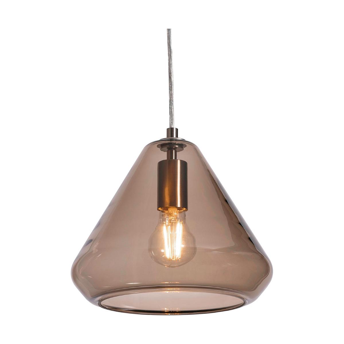 Armitage 10 in. Pendant Light Satin Nickel finish with Brown shade