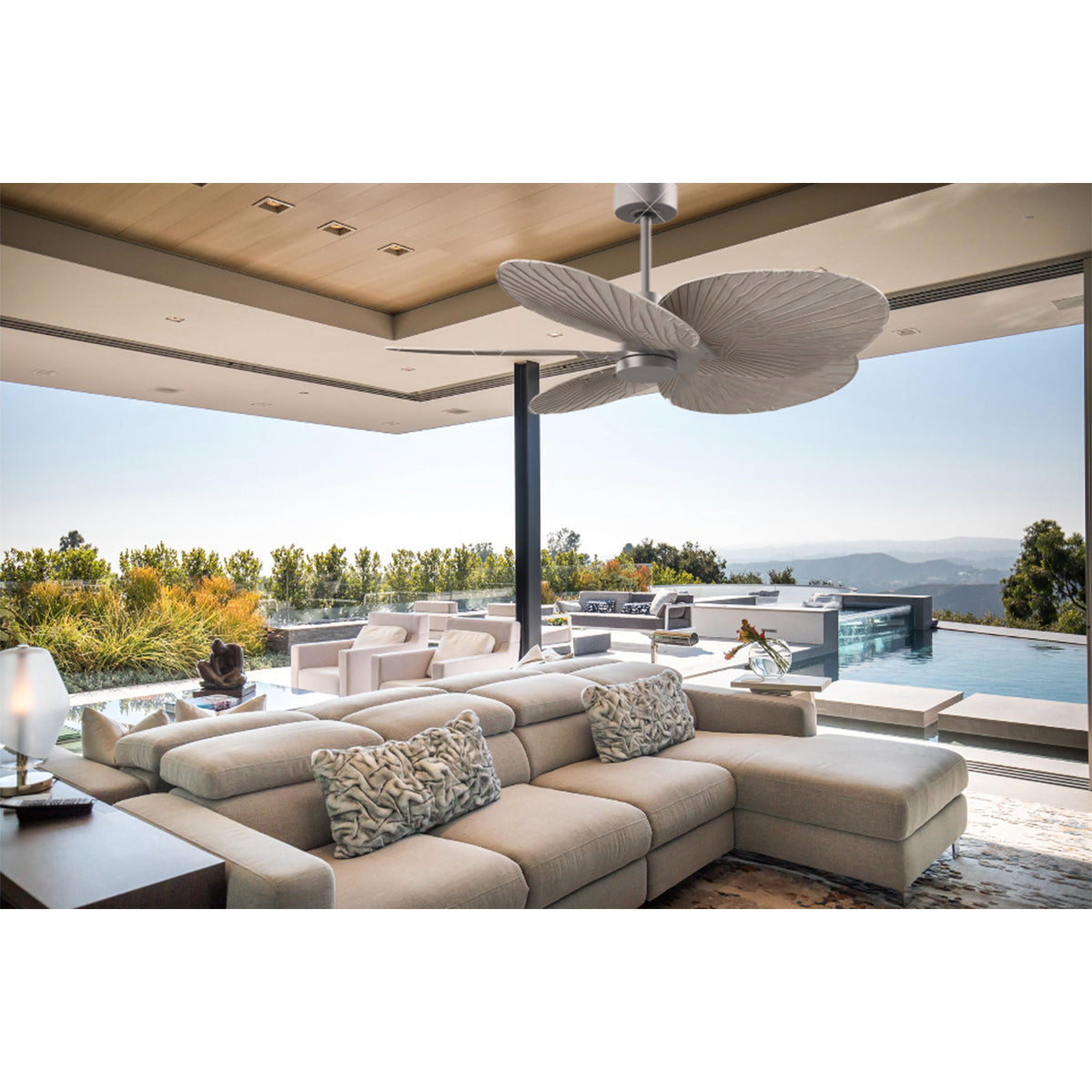 Alessandra Tropical 48" Ceiling Fan, Brushed Nickel with Gray Ash Blades - Bees Lighting