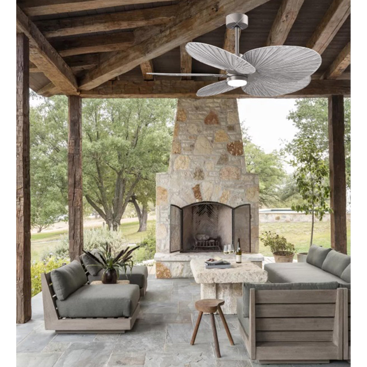 Alessandra Tropical 48" LED Ceiling Fan, Brushed Nickel with Barn Wood Blades