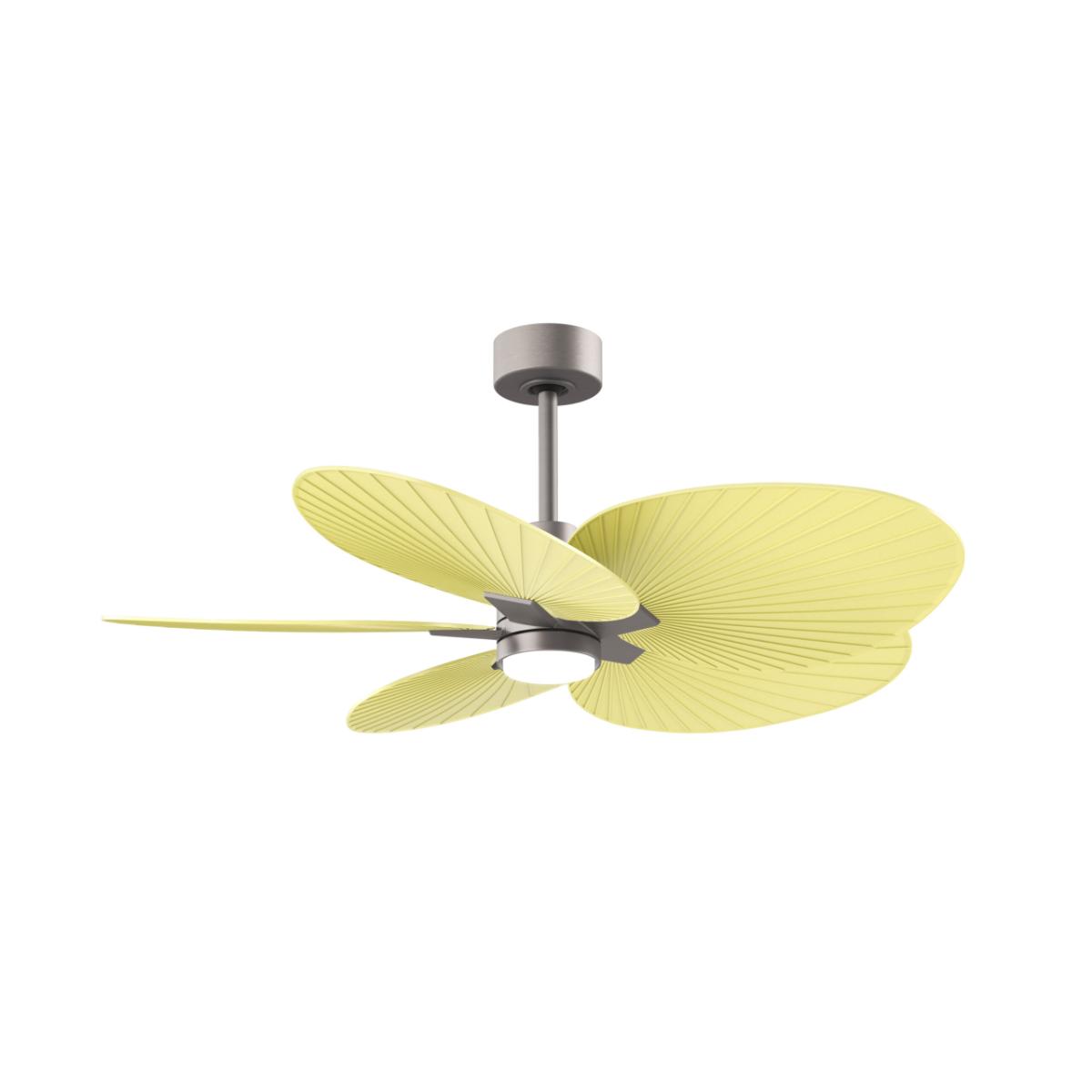 Alessandra Tropical 48" LED Ceiling Fan, Brushed Nickel with Light Yellow Blades