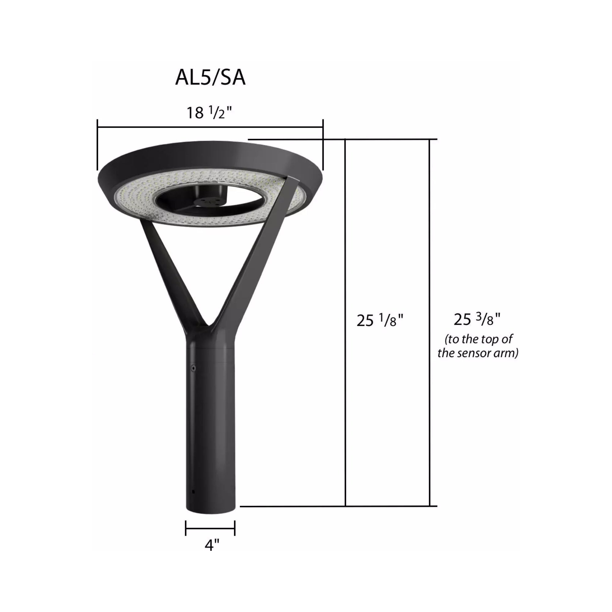 RAB AL5/SA Post Top Area Light 17208 Lumens Selectable 120W-30W Selectable CCT 120-277V Sensor Arm Bronze
