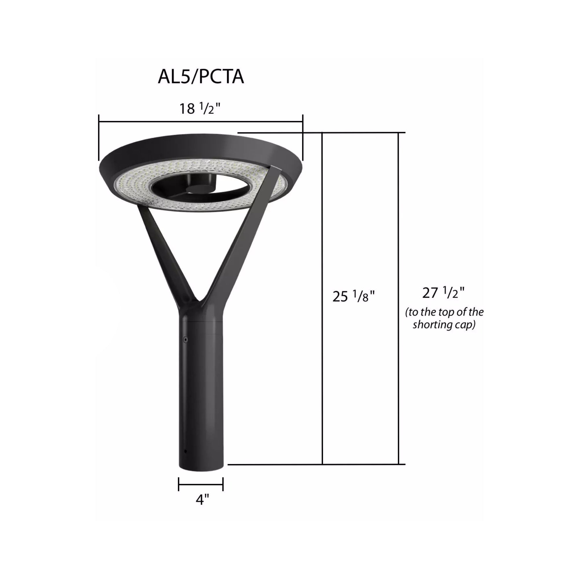 RAB AL5RG/PCTA Post Top Area Light 17208 Lumens Selectable 120W-30W Selectable CCT 120-277V Photocell Arm Roadway Gray