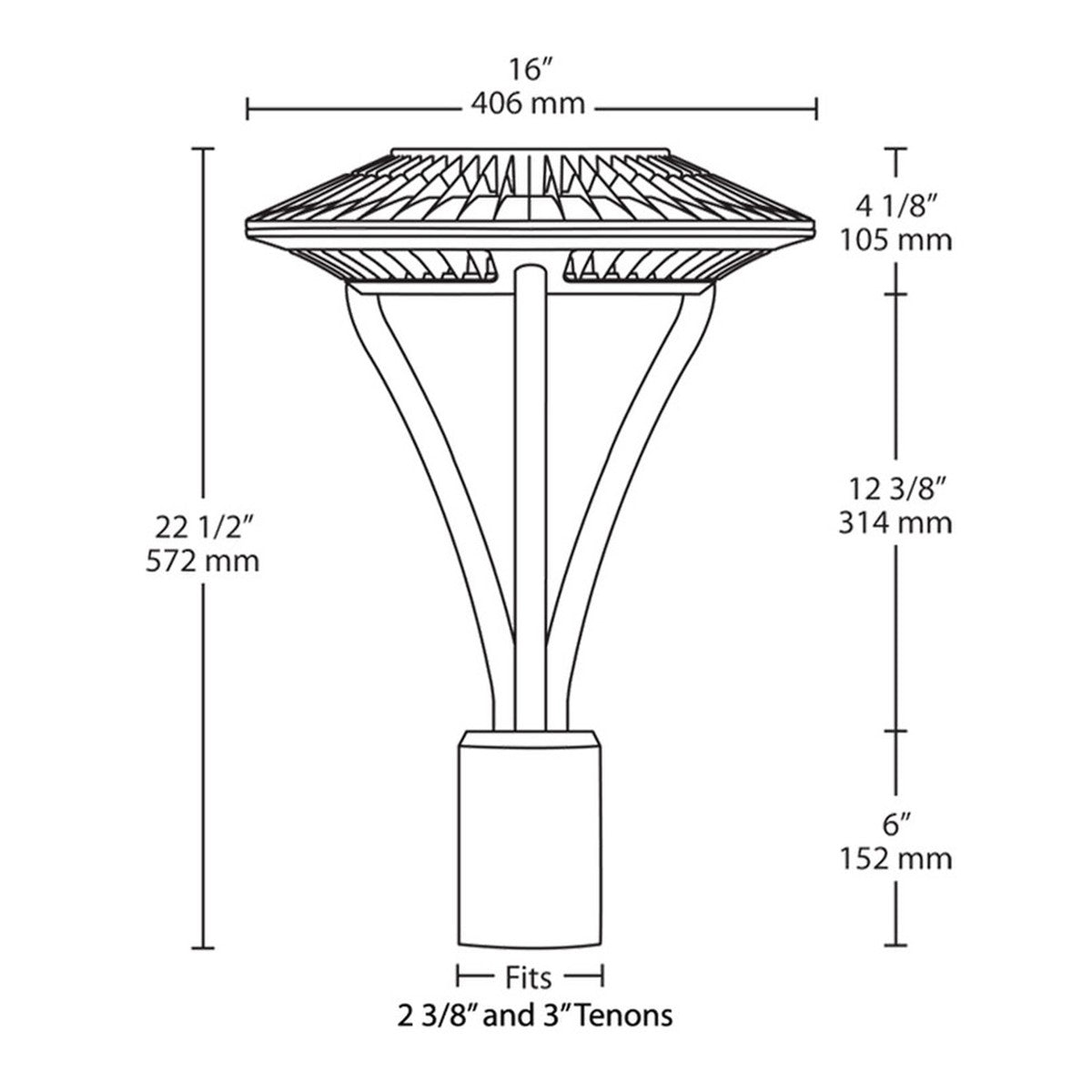 LED Area Light, 52 Watts, 6500 Lumens, 5000K, Post Top Mount, 120-277V, White - Bees Lighting