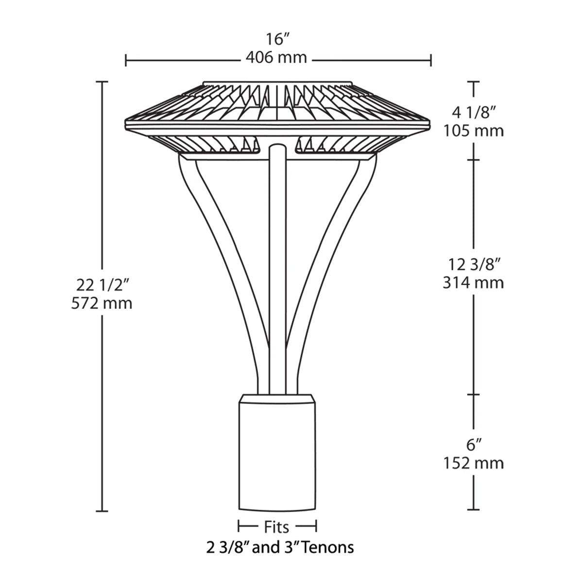 LED Post Top Light, 78 Watts, 9500 Lumens, 5000K, 120-277V, White