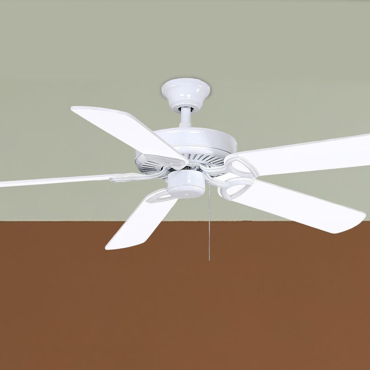 America TW 52 Inch Ceiling Fan With Pull Chain, Gloss White Finish
