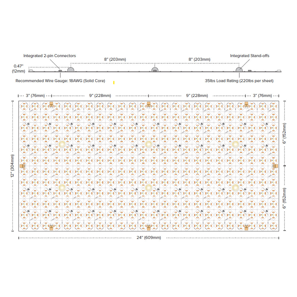 Trulux Canvas 12" x 24" LED Sheet Light, 20 Watts, 5000K, 24V, 2-Pack - Bees Lighting