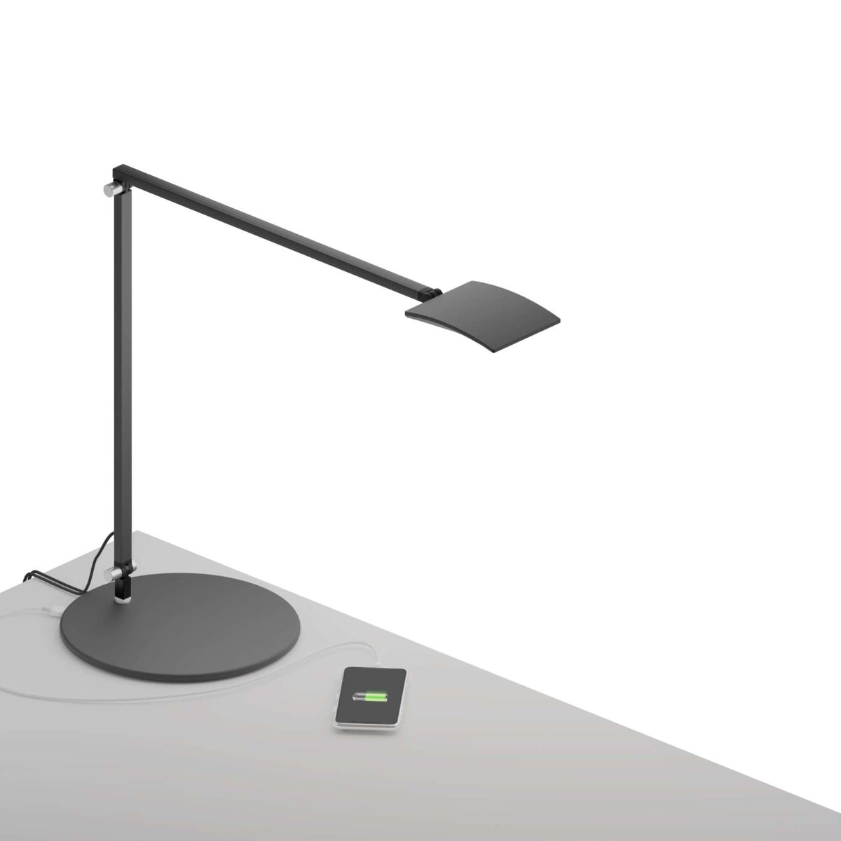 Mosso Pro Metallic Black Contemporary LED Desk Lamp with Wireless Charging Base - Bees Lighting