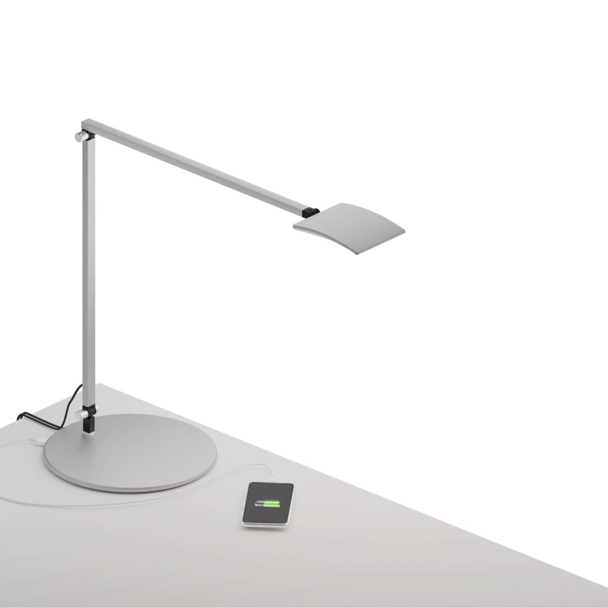 Mosso Pro Silver Contemporary LED Desk Lamp with Wireless Charging Base - Bees Lighting