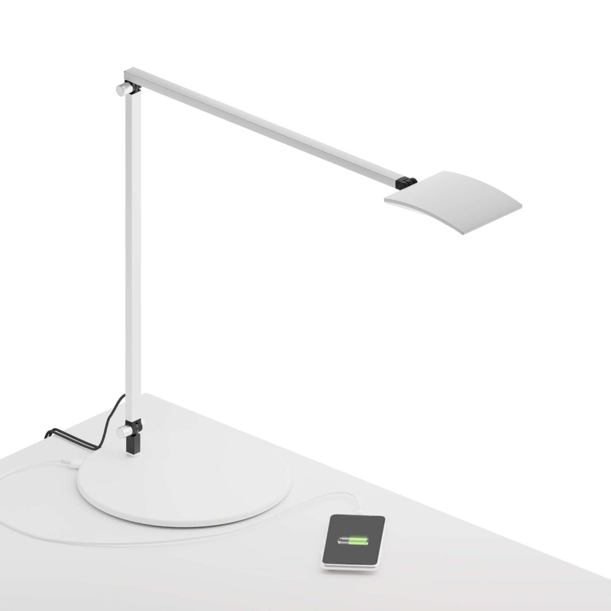 Mosso Pro White Contemporary LED Desk Lamp with Wireless Charging Base - Bees Lighting