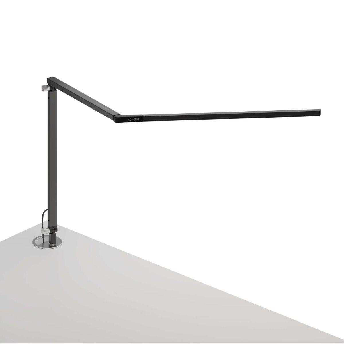 Z-Bar Metallic Black Contemporary Neutral White LED Desk Lamp with Grommet Mount