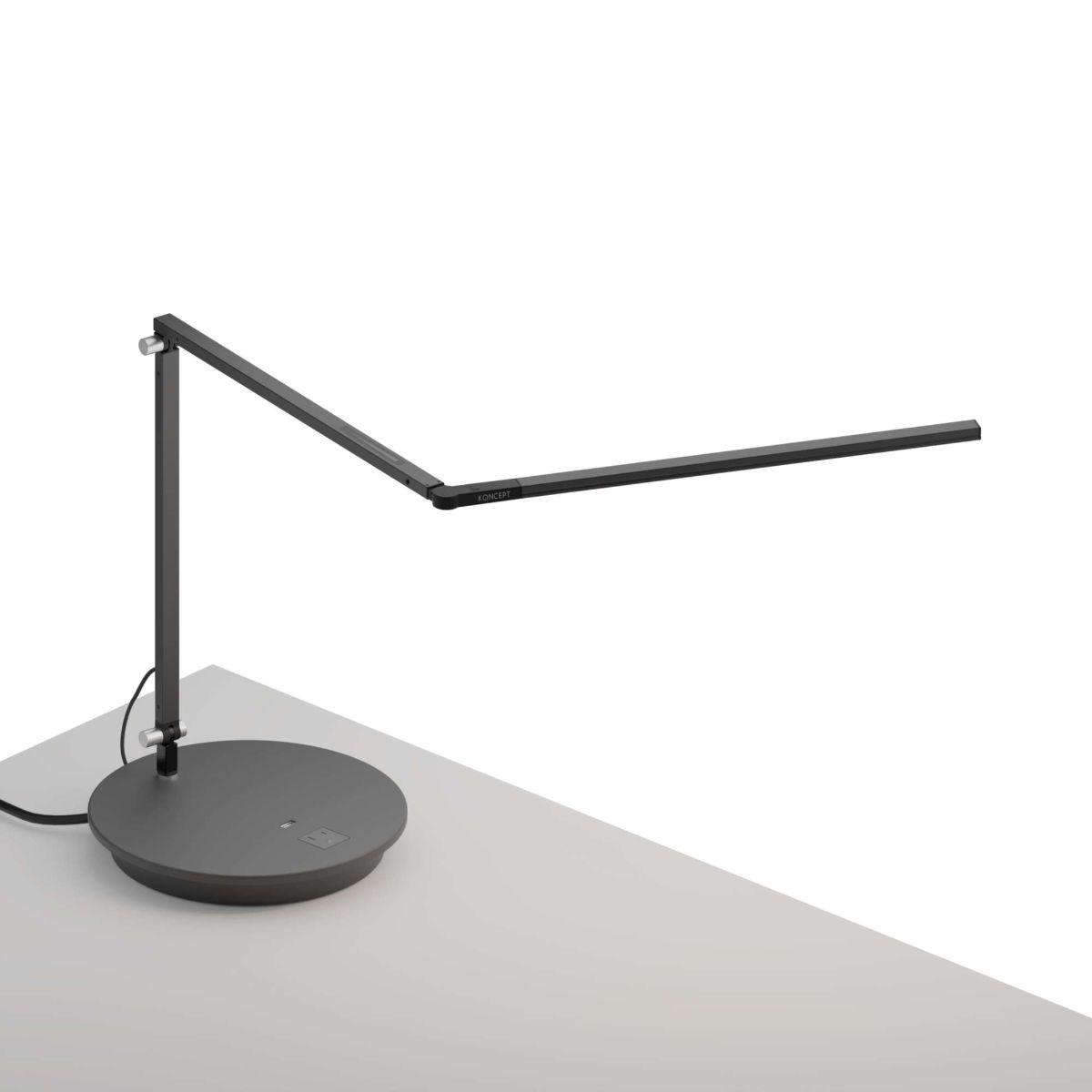 Z-Bar Slim Contemporary Neutral White LED Desk Lamp with Power Base and USB Port