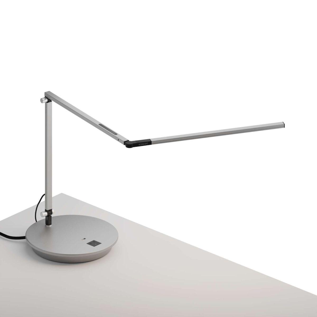Z-Bar Slim Contemporary Neutral White LED Desk Lamp with Power Base and USB Port