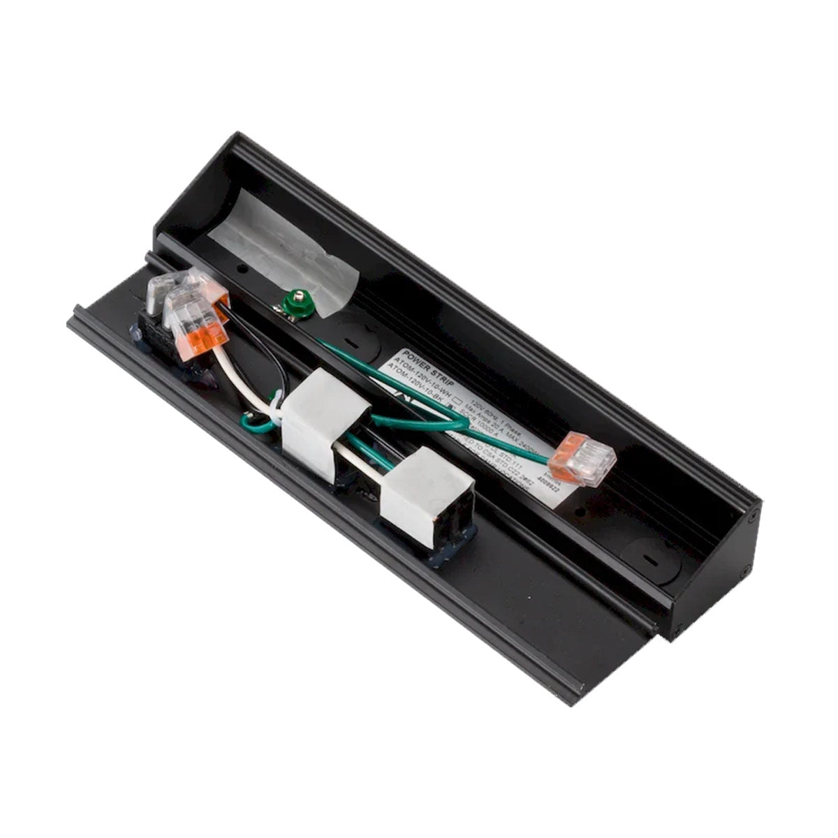 Atom 10" Under Cabinet Power Strip with 2 Receptacles, Black - Bees Lighting