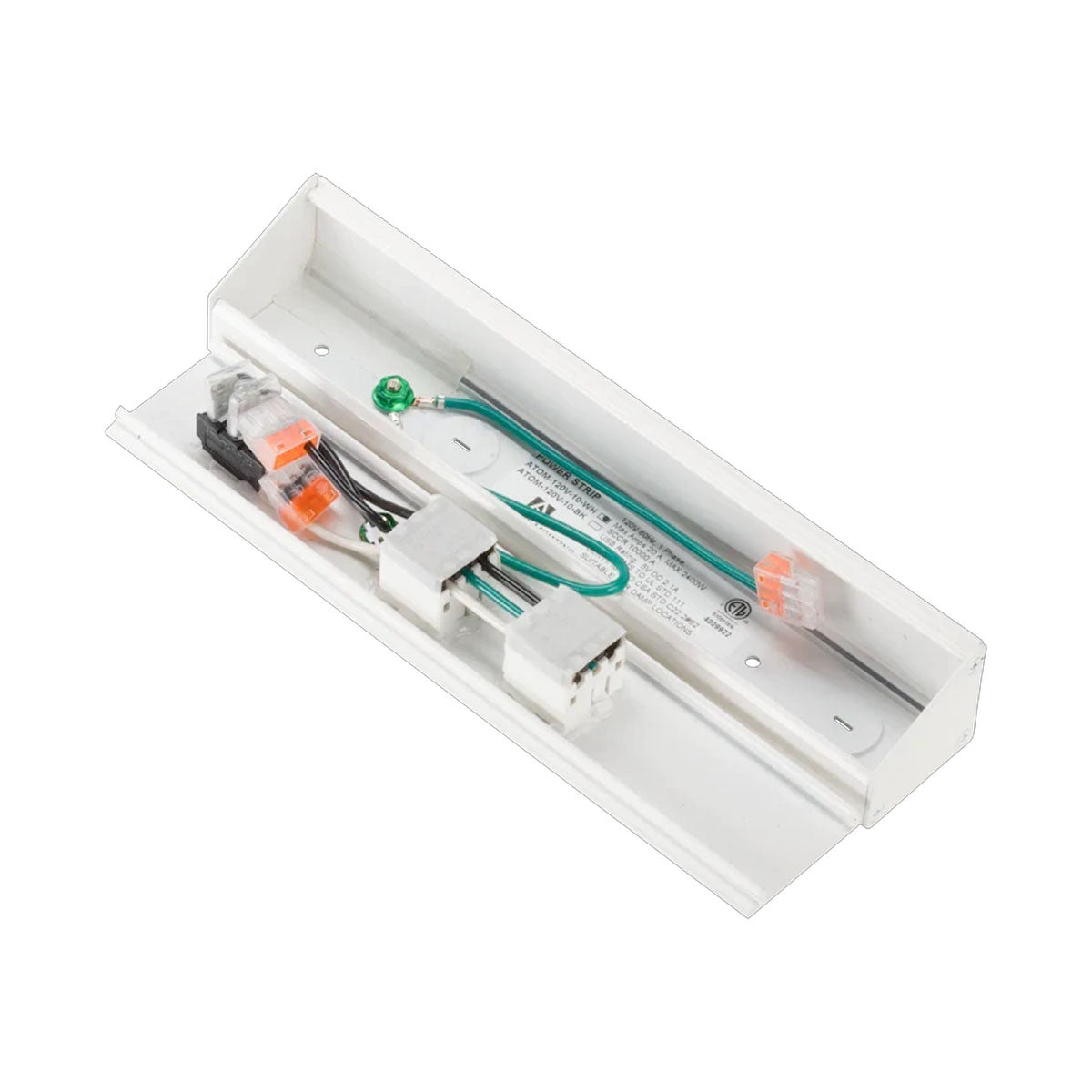 Atom 10" Under Cabinet Power Strip with 2 Receptacles, White - Bees Lighting
