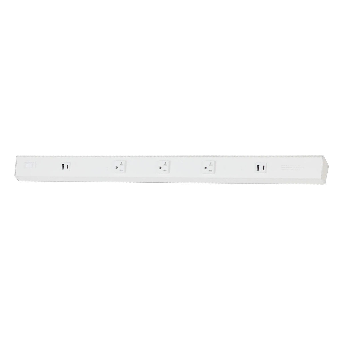 Atom 30" Under Cabinet Power Strip with 3 Receptacles and USB Ports, White - Bees Lighting