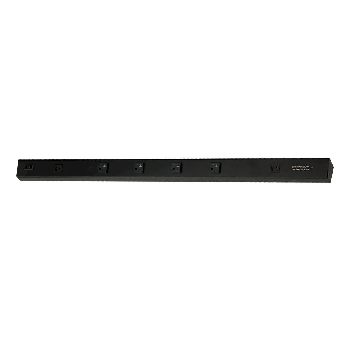 Atom 36" Under Cabinet Power Strip with 4 Receptacles and USB Ports, Black - Bees Lighting