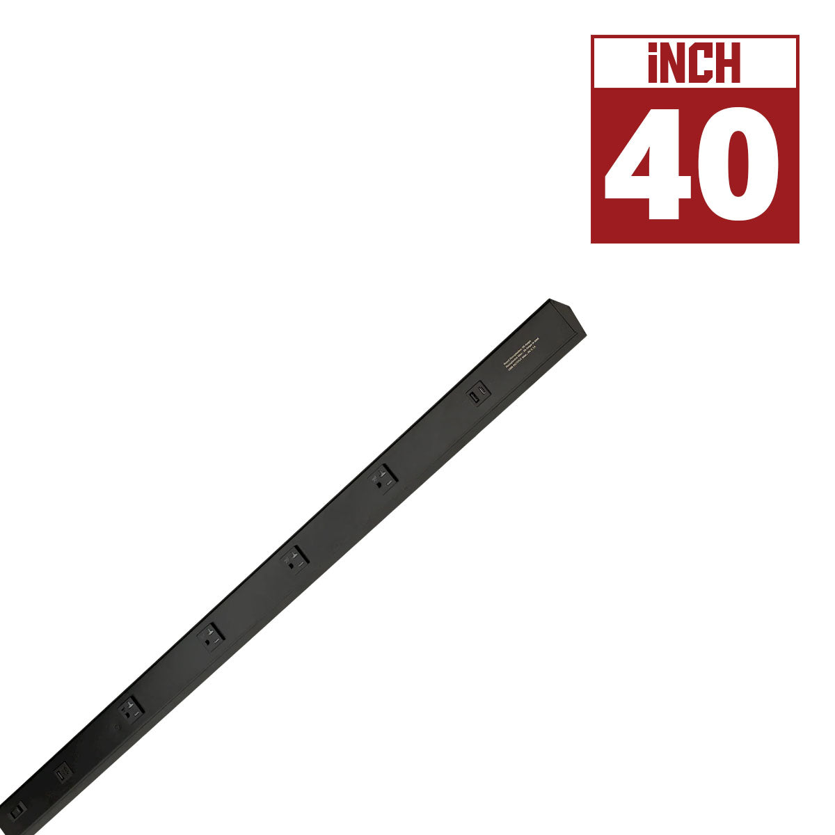 Atom 40" Under Cabinet Power Strip with 4 Receptacles and USB Ports, Black - Bees Lighting