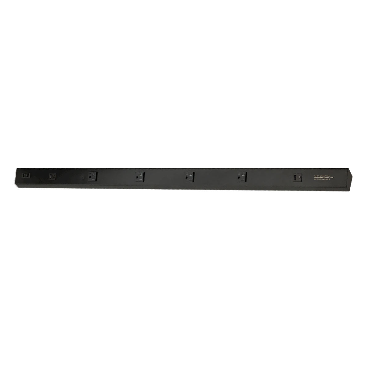 Atom 40" Under Cabinet Power Strip with 4 Receptacles and USB Ports, Black - Bees Lighting