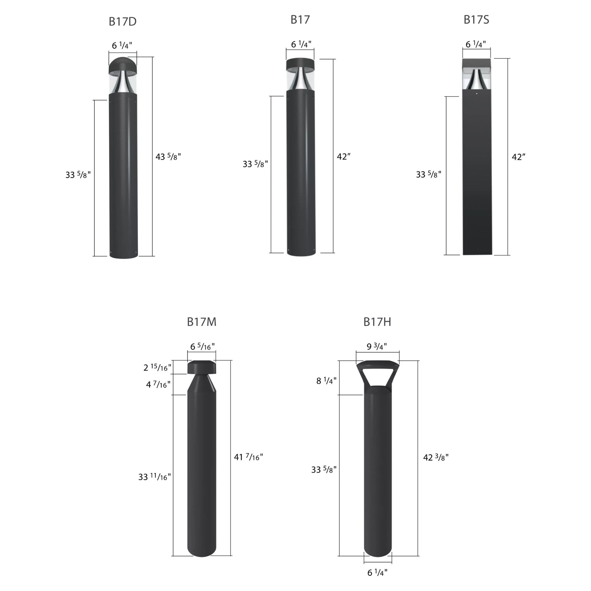 42" Round LED Bollard Light, 24W, Flat Top, 30K/40K/50K, Black, 120-277V