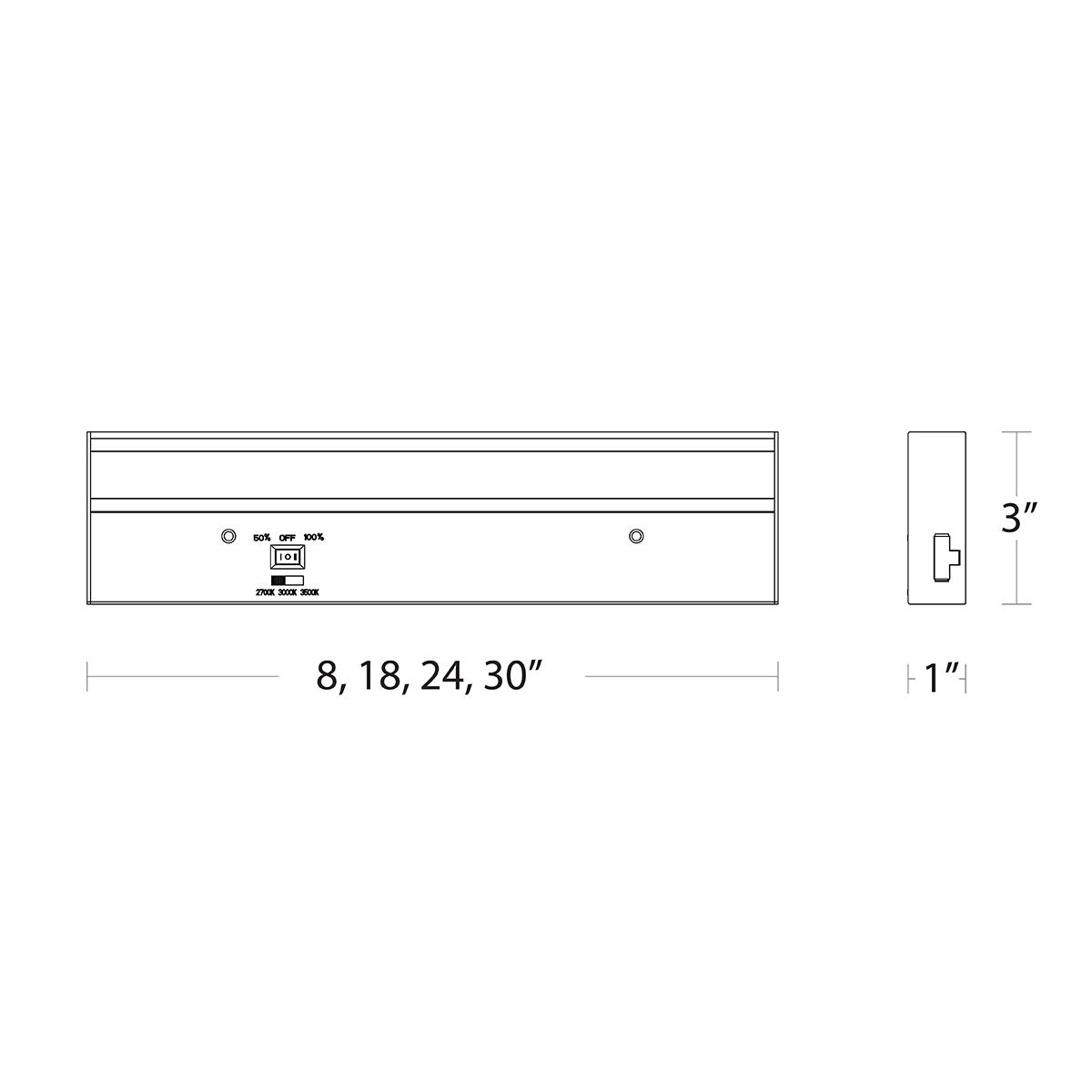 3 CCT Barlight 8 Inch Under Cabinet LED Light, 355 Lumens, Interconnectable, CCT Switchable 27K/30K/35K, 120V - Bees Lighting