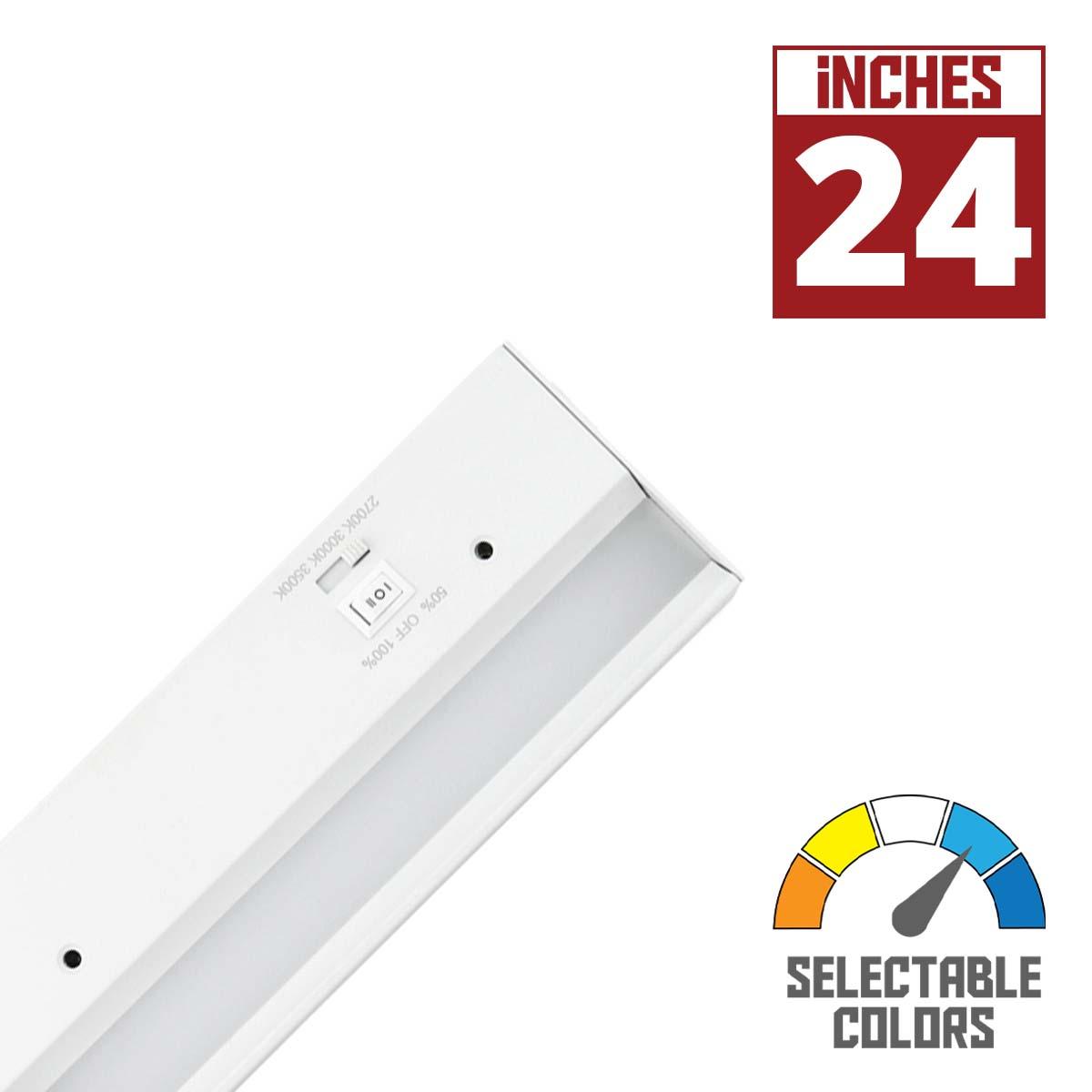 3 CCT Barlight 24 Inch Under Cabinet LED Light, 910 Lumens, Interconnectable, CCT Switchable 27K/30K/35K, 120V - Bees Lighting
