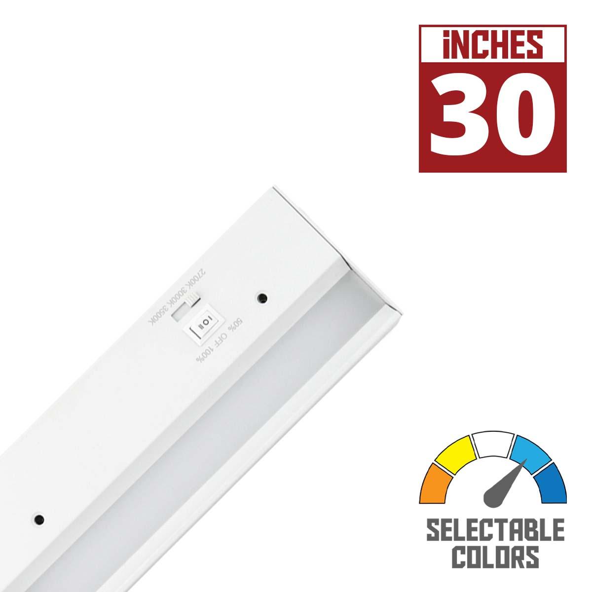 3 CCT Barlight 30 Inch Under Cabinet LED Light, 1075 Lumens, Interconnectable, CCT Switchable 27K/30K/35K, 120V