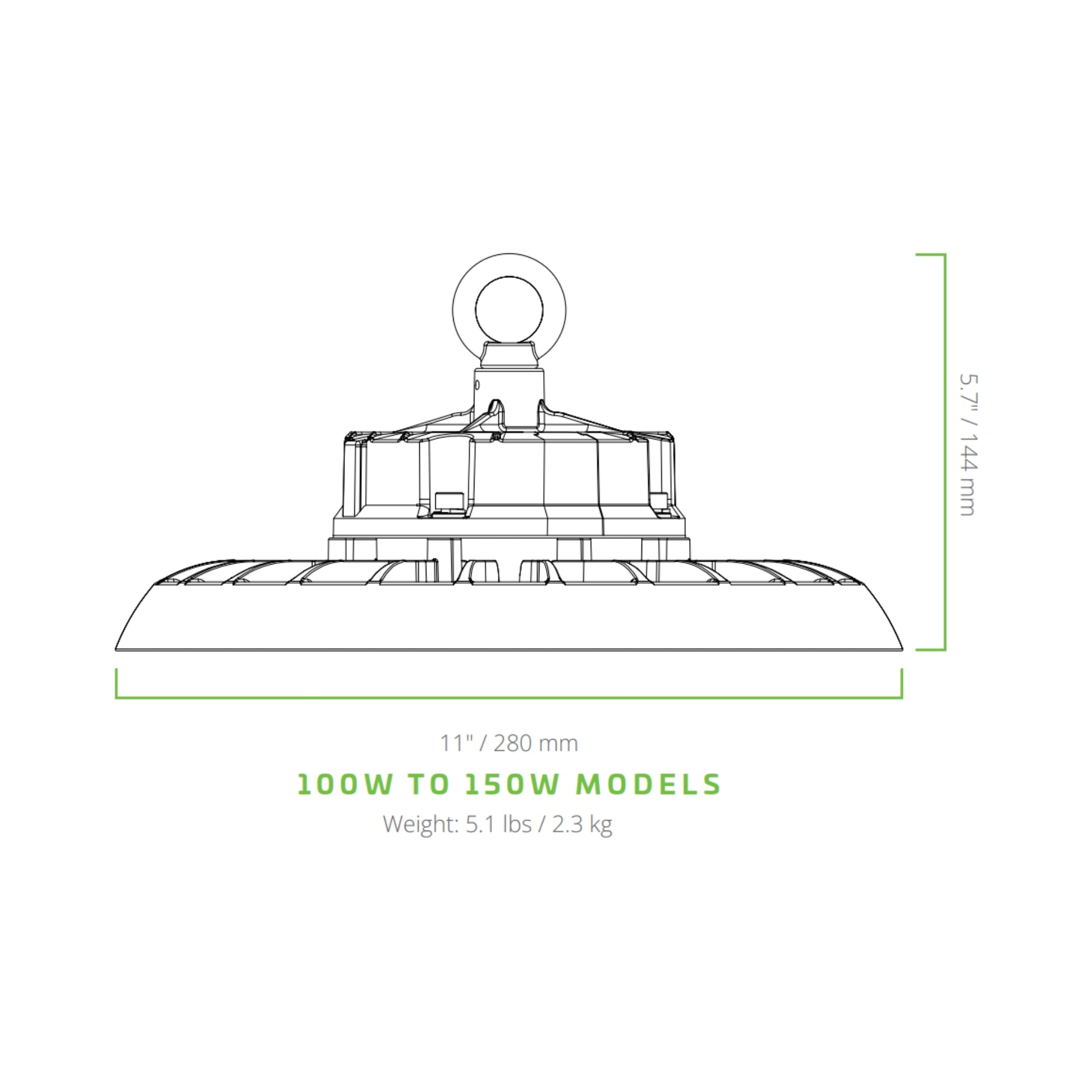 Eiko - UFO High Bay LED Light, 150W, 22500 Lumens, 35K/40K/50K, 120-277V, White | Bees Lighting